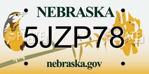 5JZP78 Nebraska License Plate