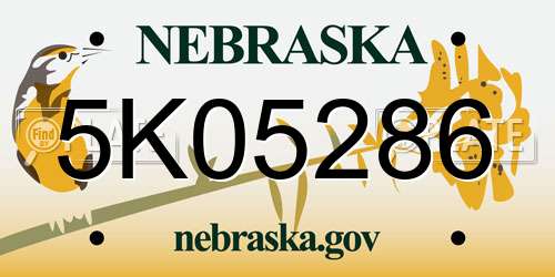 5K05286 Nebraska License Plate