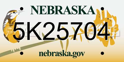 5K25704 Nebraska License Plate