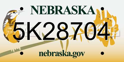 5K28704 Nebraska License Plate