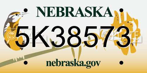 5K38573 Nebraska License Plate