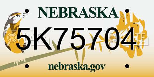 5K75704 Nebraska License Plate