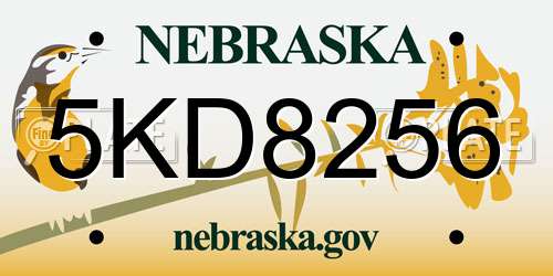 5KD8256 Nebraska License Plate