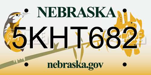 5KHT682 Nebraska License Plate