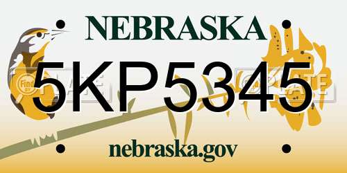 5KP5345 Nebraska License Plate
