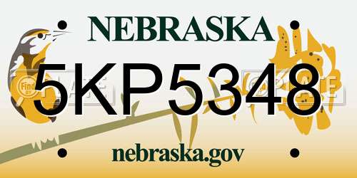 5KP5348 Nebraska License Plate
