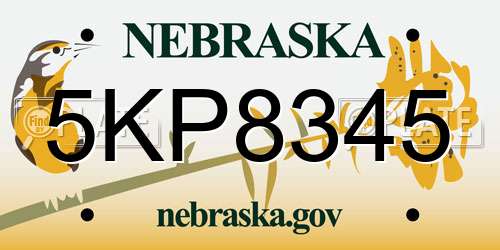 5KP8345 Nebraska License Plate