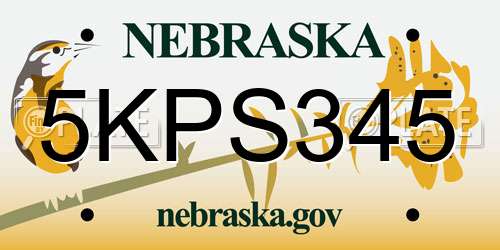 5KPS345 Nebraska License Plate