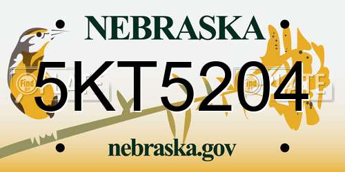 5KT5204 Nebraska License Plate
