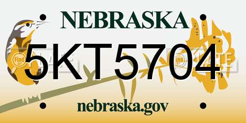 5KT5704 Nebraska License Plate