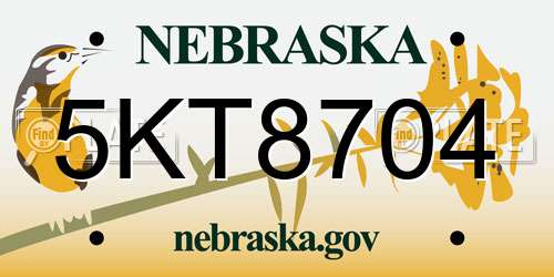 5KT8704 Nebraska License Plate