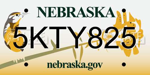 5KTY825 Nebraska License Plate