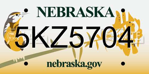 5KZ5704 Nebraska License Plate