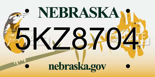5KZ8704 Nebraska License Plate