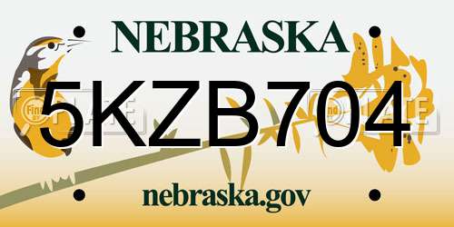 5KZB704 Nebraska License Plate