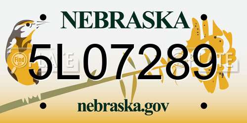 5L07289 Nebraska License Plate