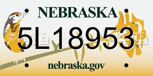 5L18953 Nebraska License Plate
