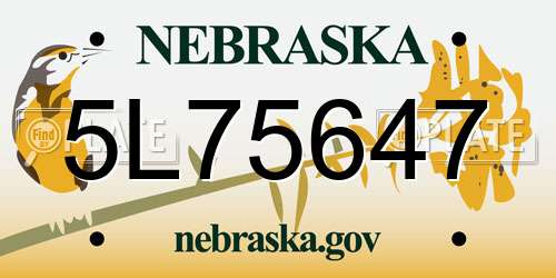 5L75647 Nebraska License Plate