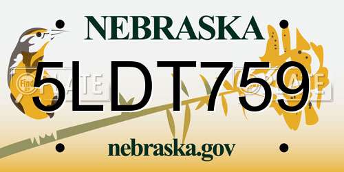 5LDT759 Nebraska License Plate