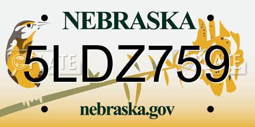 5LDZ759 Nebraska License Plate