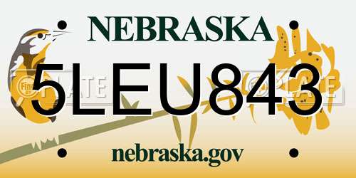 5LEU843 Nebraska License Plate