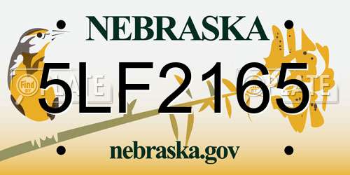 5LF2165 Nebraska License Plate