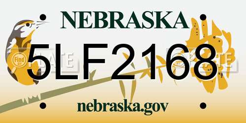 5LF2168 Nebraska License Plate