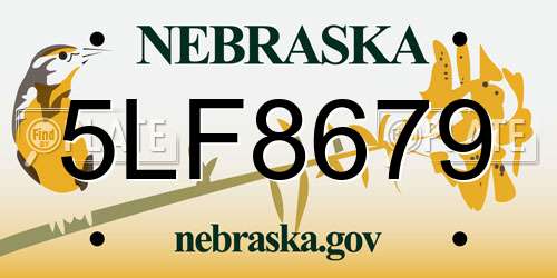 5LF8679 Nebraska License Plate