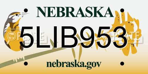 5LIB953 Nebraska License Plate