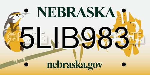 5LIB983 Nebraska License Plate