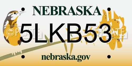 5LKB53 Nebraska License Plate