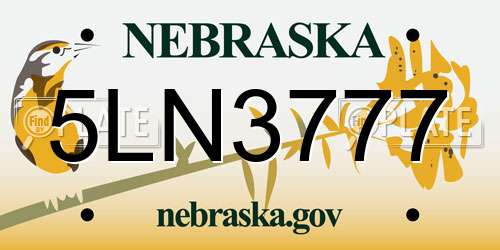 5LN3777 Nebraska License Plate