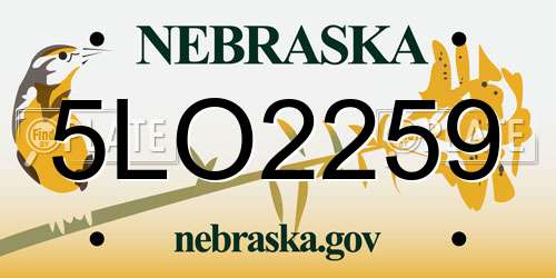 5LO2259 Nebraska License Plate