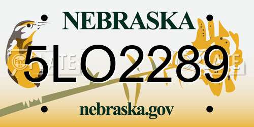 5LO2289 Nebraska License Plate