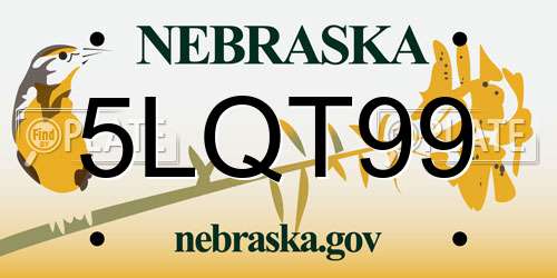 5LQT99 Nebraska License Plate