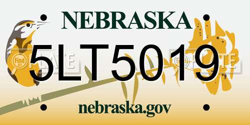 5LT5019 Nebraska License Plate