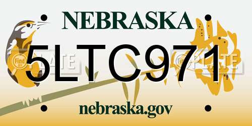 5LTC971 Nebraska License Plate