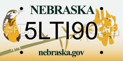 5LTI90 Nebraska License Plate