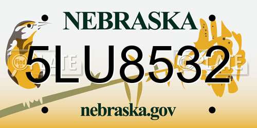 5LU8532 Nebraska License Plate
