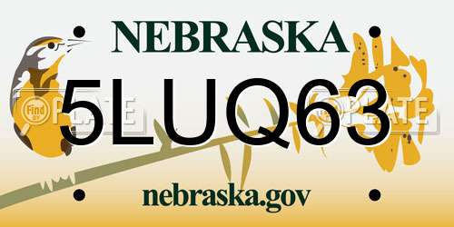 5LUQ63 Nebraska License Plate
