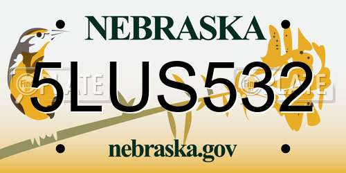 5LUS532 Nebraska License Plate