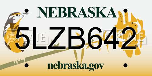 5LZB642 Nebraska License Plate