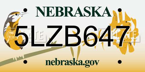 5LZB647 Nebraska License Plate