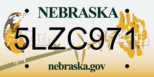 5LZC971 Nebraska License Plate
