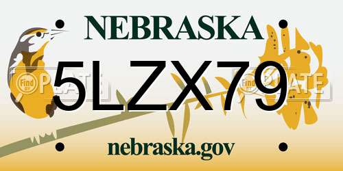 5LZX79 Nebraska License Plate