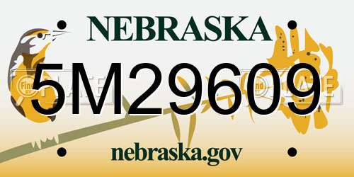5M29609 Nebraska License Plate