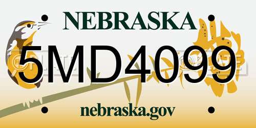 5MD4099 Nebraska License Plate