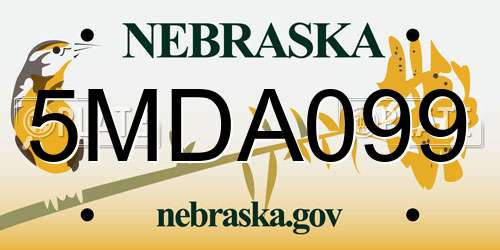 5MDA099 Nebraska License Plate