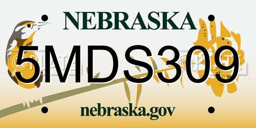 5MDS309 Nebraska License Plate