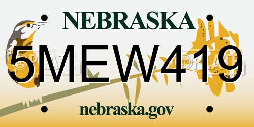 5MEW419 Nebraska License Plate